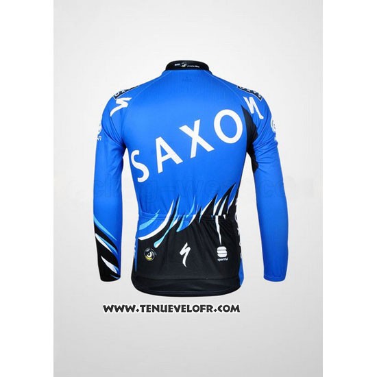 2012 Maillot Ciclismo Saxo Bank Bleu et Noir Manches Longues et Cuissard